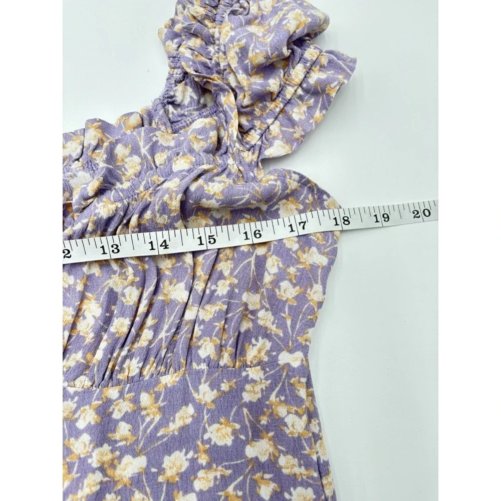 Bello Mae Cottagecore Milkmaid Dress Purple Floral Rayon Prairie Size L - Picture 11 of 12